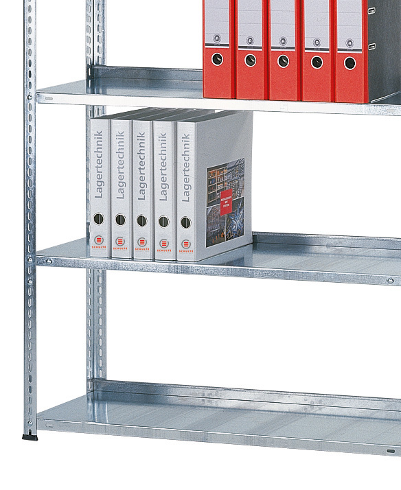 Anbauregal, Büro-Fachbodenregal Schraubsystem MULTIplus85, 2000 x 750 x 300 mm (HxBxT), 6 Fachböden, verzinkt, mit Anschlagleiste