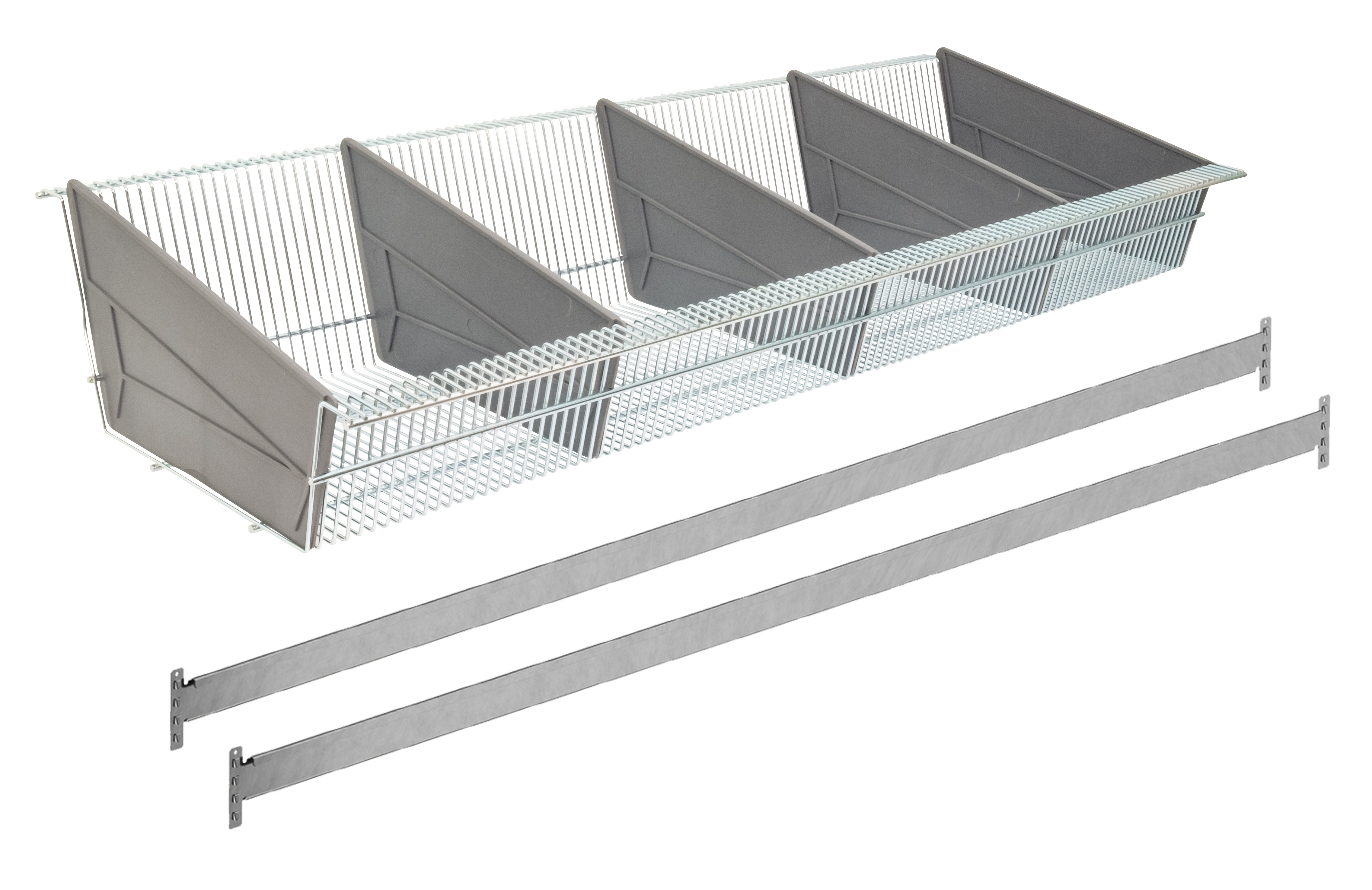 Zusatzebene mit Gitterkörben, WS 2000, 2000 x 400 mm, verzinkt, Fachlast 500 kg